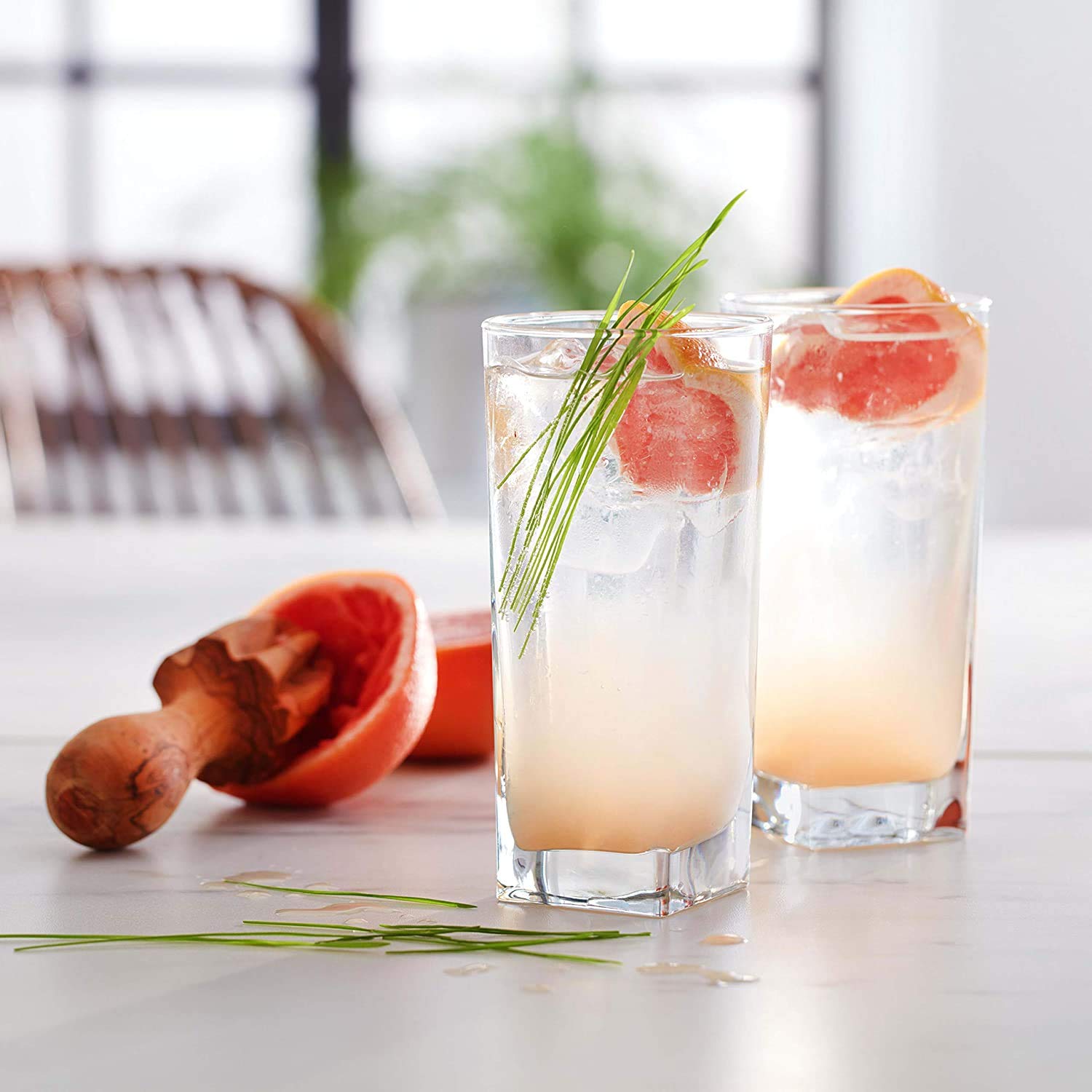 KELVEE Crystal Clear Glass Drinking Cups for Water Wine Juice Beer Cocktails and Mixed Drinks Square Bottom for Bars Restaurants,Kitchen,Home 310-ML (Set of 6)