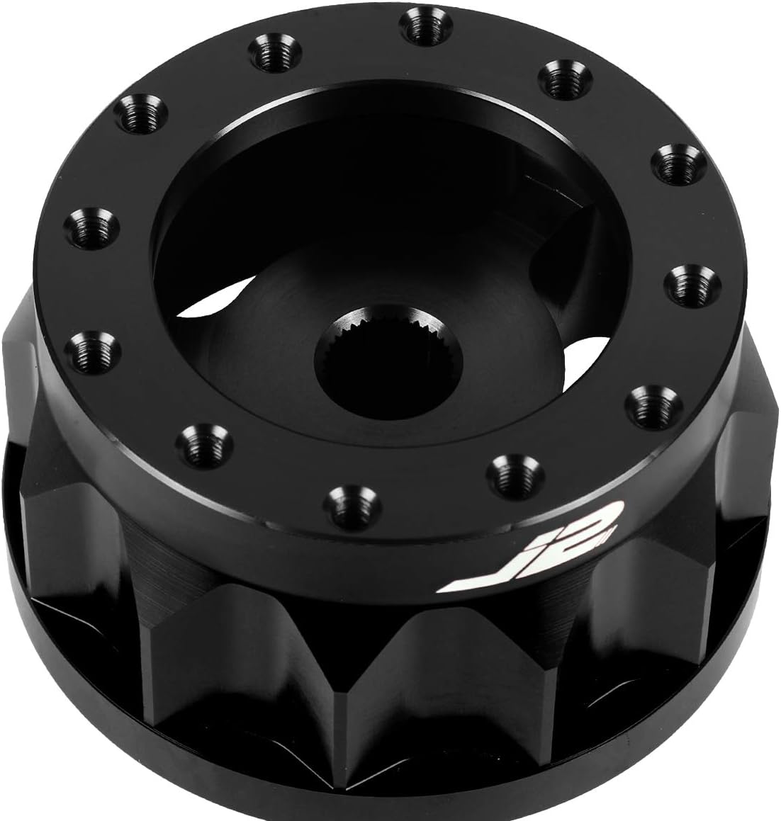 J2 Engineering J2-HUB-M1-BK 2" 6-Bolt Aluminum Steering Wheel Hub Adapter Black Compatible with 90-98 Talon / 90-03 Eclipse / 85-89 Galant Mighty Max