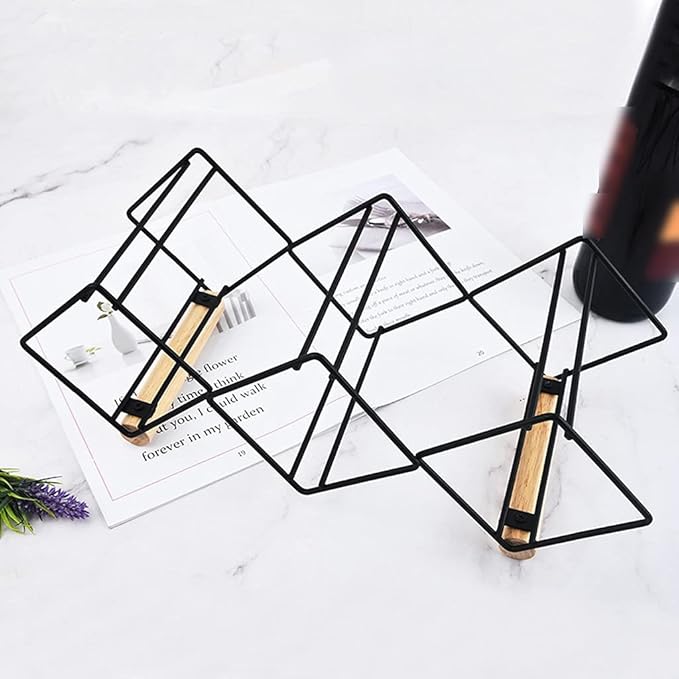 Estante para Vino de Hierro, 3 Botellas, Independiente, Negro miniatura 2