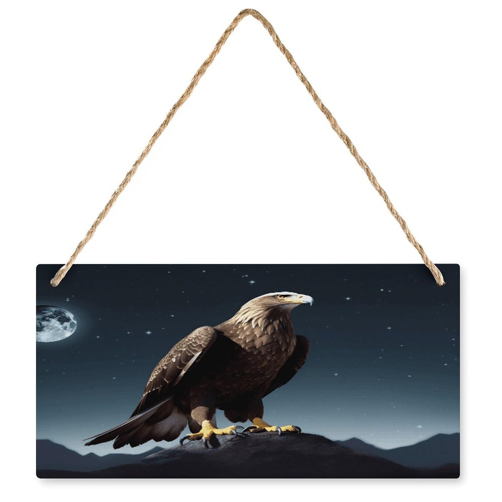Fodpand Style Eagle Under The Stars Wall Art Wooden Hanging Sign Decor, Artwork For Wall Decoration, Funny Plaque For Bedroom Kitchen Living Room Home Decoration 9.8 X 4.9 Inch