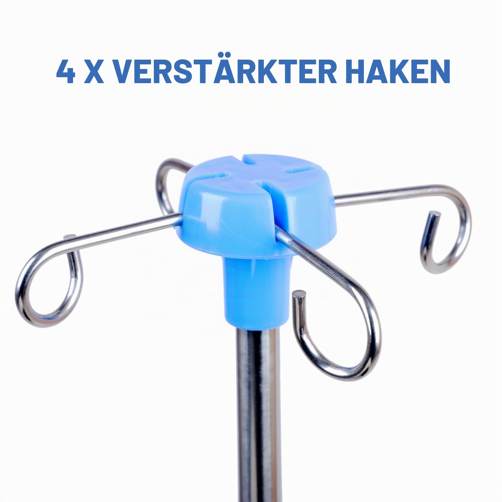 Infusionsständer für Rollstuhl, 4 Verstärkte Haken und Solide Metallbasis, infusionsständer klappbar, Zubehörhalterung für Rollstuhl, Verstärkter Edelstahl, höhenverstellbar von 75–133 cm