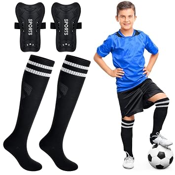 Proberos® Soccer Shin Guards and Socks for Toddler Kids Youth, Lightweight Football Shin Pads Protective Soccer Gear for 5-10 Years Old Children