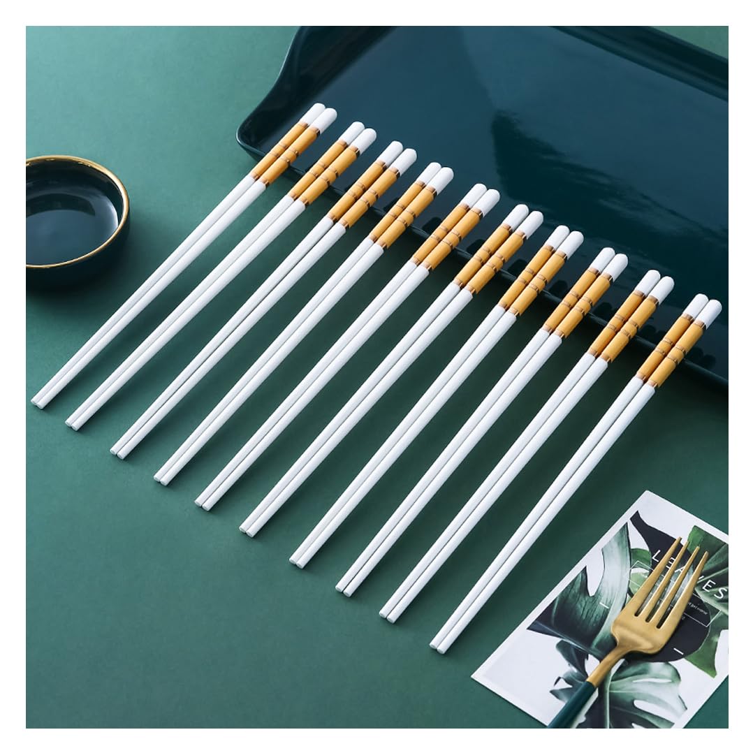 Baguettes, coffret cadeau de baguettes en porcelaine, coffret cadeau de 10 paires de baguettes réutilisables de qualité supérieure avec étui, baguettes chinoises en céramique d'os de haute qualité ave
