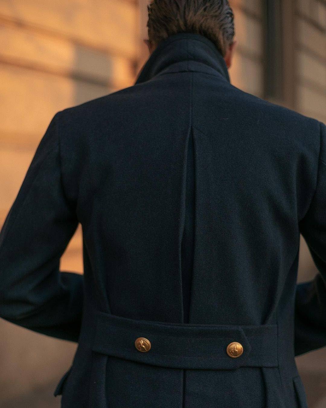 Cappotto da uomo in misto lana invernale vintage tweed pisello cappotto slim fit doppio petto con risvolto a punta Trench Jacket