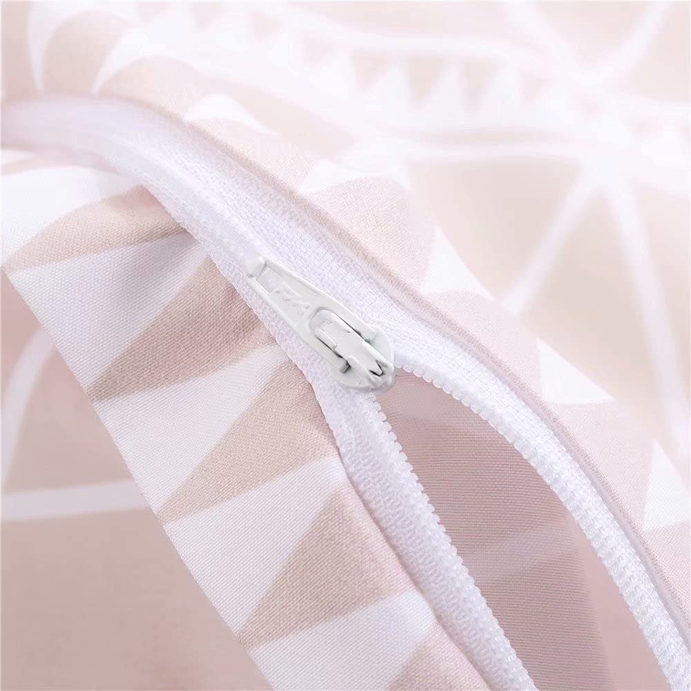 X&Z-XAOY Set Copripiumino Morbido Copripiumini Rosa Chiaro 3 Pz Set Biancheria da Letto Boho con Chiusura A Cerniera E Lacci Angolari (Size : Twin