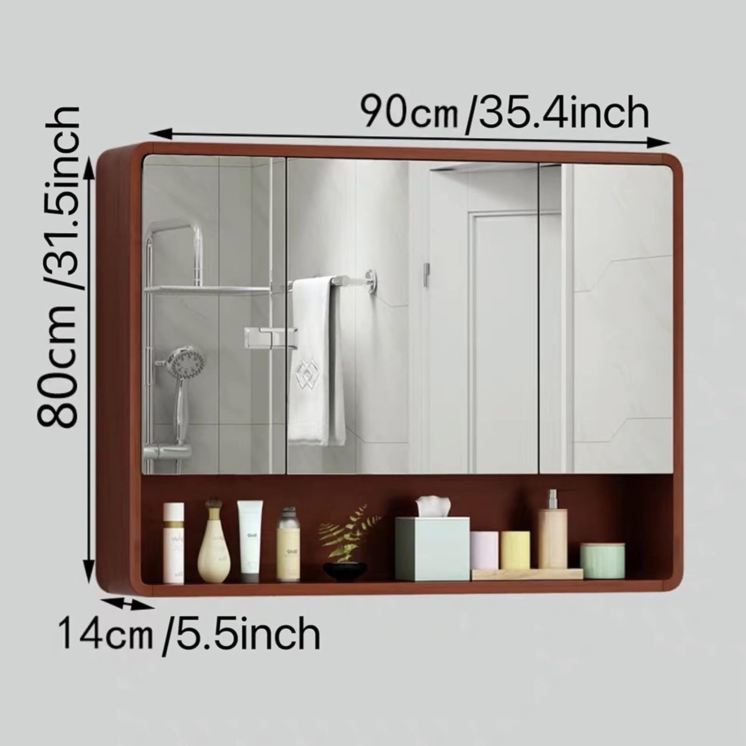 BathroomMirror Cabinet Wall-Mounted Cabinet Waterproof Hanging Cabinet with Shelving Storage Cabinet Suitable for Bathroom Toilet Simple Style (Size : 120cm/47.2inch)