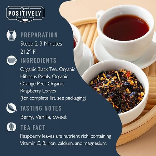 Miniatura 2 de Organic Positively Tea Company, Paradise Black Tea - Té negro, hojas sueltas, 16 onzas