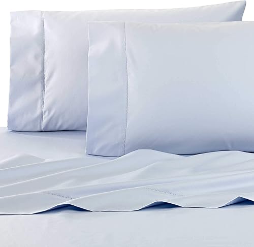 Wamsutta Dream Zone - Juego de sábanas para cama de matrimonio (750 hilos, color azul claro, Queen)