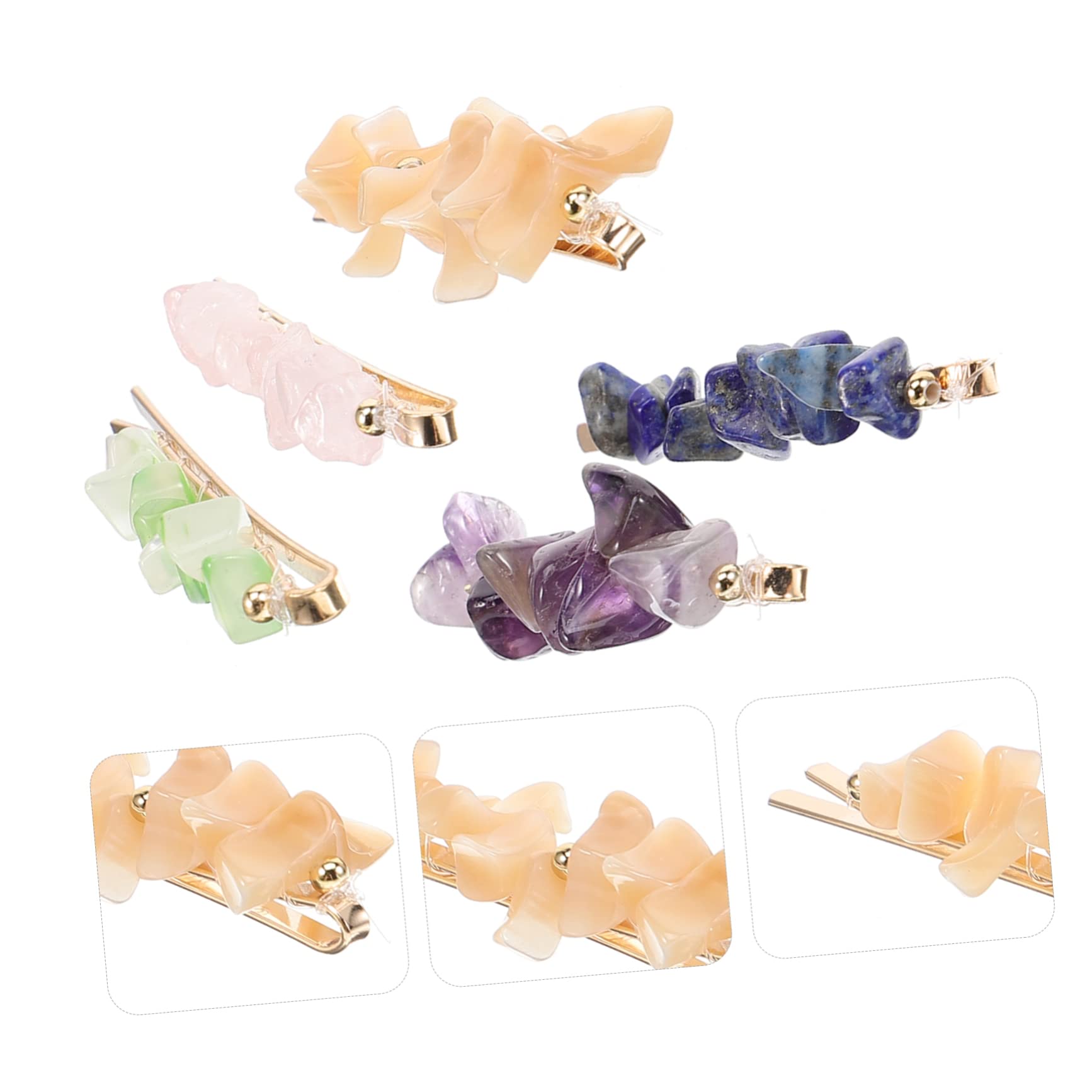 Housoutil 25 Piezas abrazadera de piedra natural pasadores de pelo horquilla de cristal decoración pinza de pelo flequillo pasador de piedras de cristal pinza de pelo de las mujeres Diamante