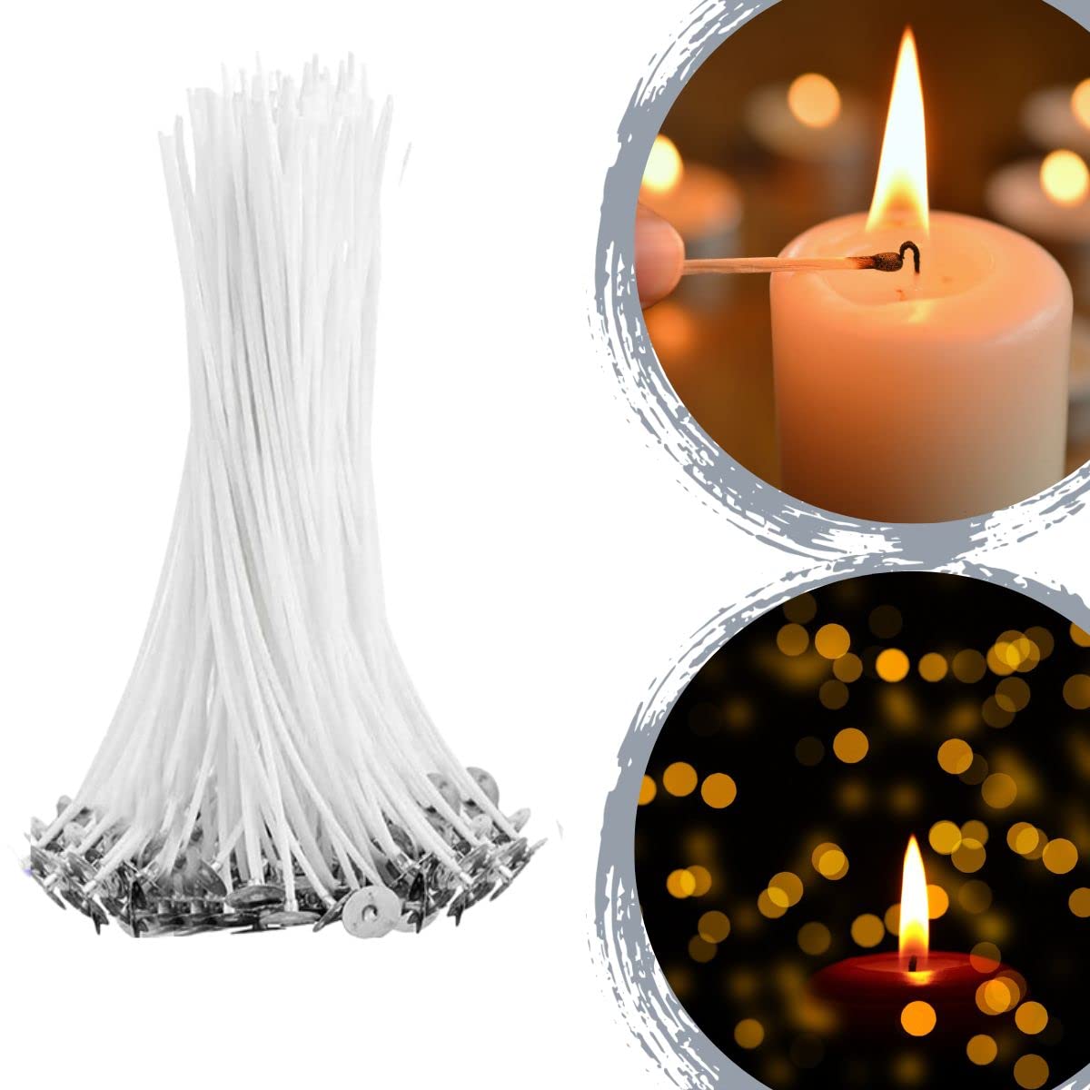 EricX Light 100 Piece Natural Candle Wick, Low Smoke 3.5 Pre-Waxed & 100% Natural Cotton Core,For Candle Making,Candle DIY