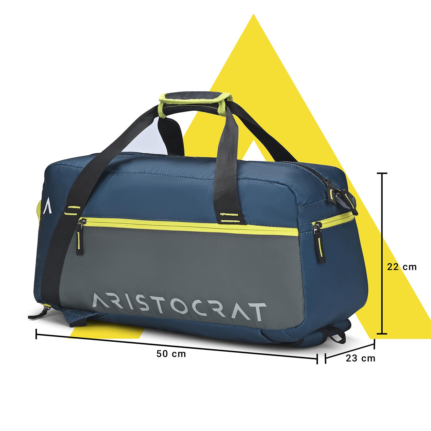 Aristocrat Power Polyester 52cm Gym Duffle Bag for Men and Women with Multiple Pockets and Separate Shoe Compartment for Travel, Sports and Workouts (Blue) 1