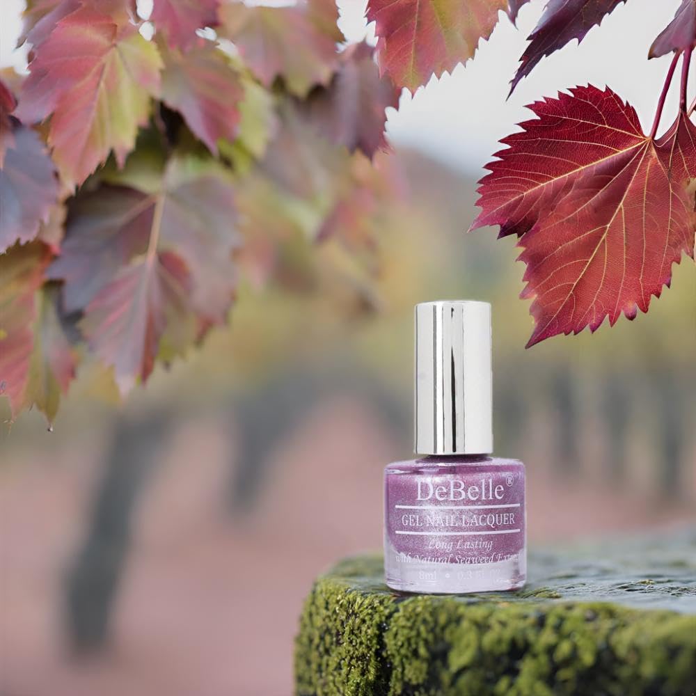 DeBelle Gel Nail Lacquer Finish Adorable Amelia(Purple with Pink Glitter), 8 Ml-Enriched With Natural Seaweed Extract, Cruelty Free, 21 Free Formula - Image 6 thumbnail