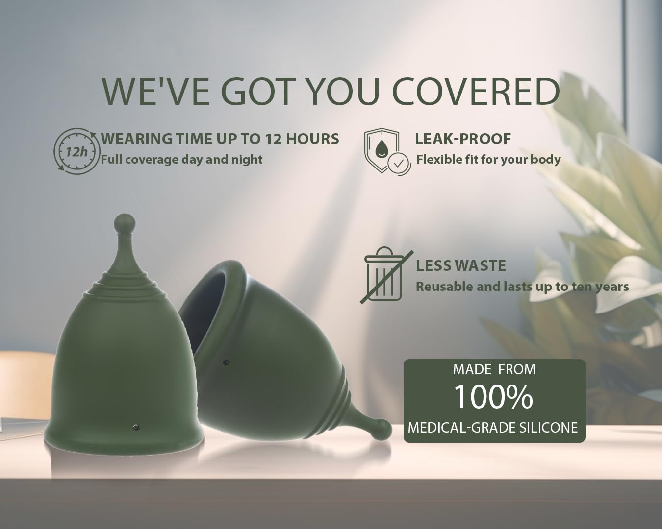 Coppetta Mestruale S in 100% Silicone Medico con Sterilizzatore e Sacchetto in Cotone | Kit Coppetta Riutilizzabile, Senza BPA, Fino a 12 Ore di Protezione