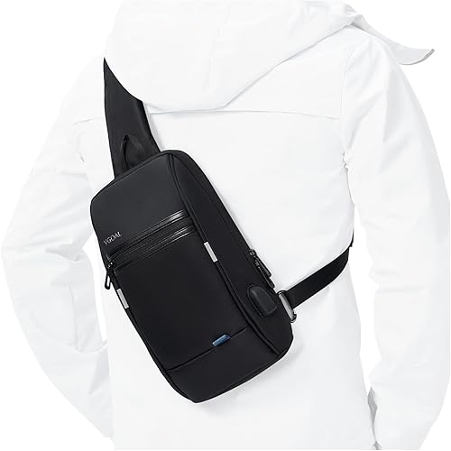 VGOAL mochila pequeña Sling antirrobo, bolsa de mensajero con puerto de carga USB, mochila de día cruzada,para iPad de 9.7 pulgadas.