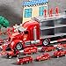 JOYIN 25 in 1 Fire Truck Vehicle Toy Set with Sounds and Lights, Fire Engine Vehicles in Carrier Truck, Mini Rescue Emergency Car Toy, Christmas Birthday Gifts for Over 3 Years Old Boys