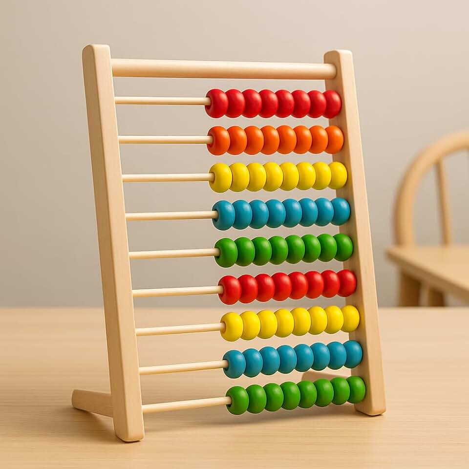 Ábaco Educativo de Madeira Colorido – Brinquedo Montessori Infantil Aprender Números, Contar e Calcular – Desenvolvimento Cognitivo e Coordenação Motora – Brinquedo Didático para Crianças 2 3 4 5 anos