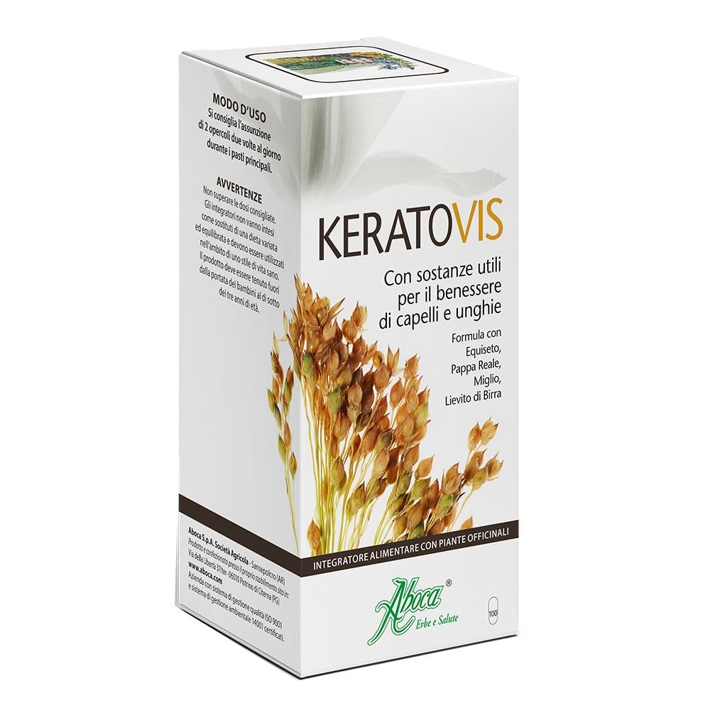 Aboca Keratovis 100 Opercoli - Formulazione 100% Naturale utile per Coadiuvare il Benessere di Capelli ed Unghie Grazie alla Presenza del Fitocomplesso Totale di Miglio