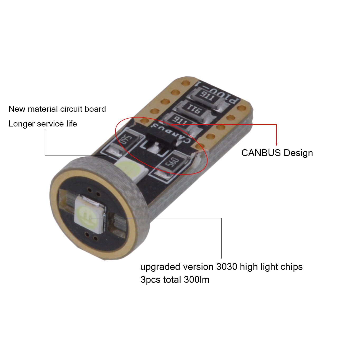 KATUR T10 Canbus - Bombillas LED para coche, color azul hielo, T10, W5W, 3 SMD 5050, superbrillantes, 194, 168, 175, 192, 2825, cuña, luces LED, fuente de repuesto para luces de coche (100 unidades)