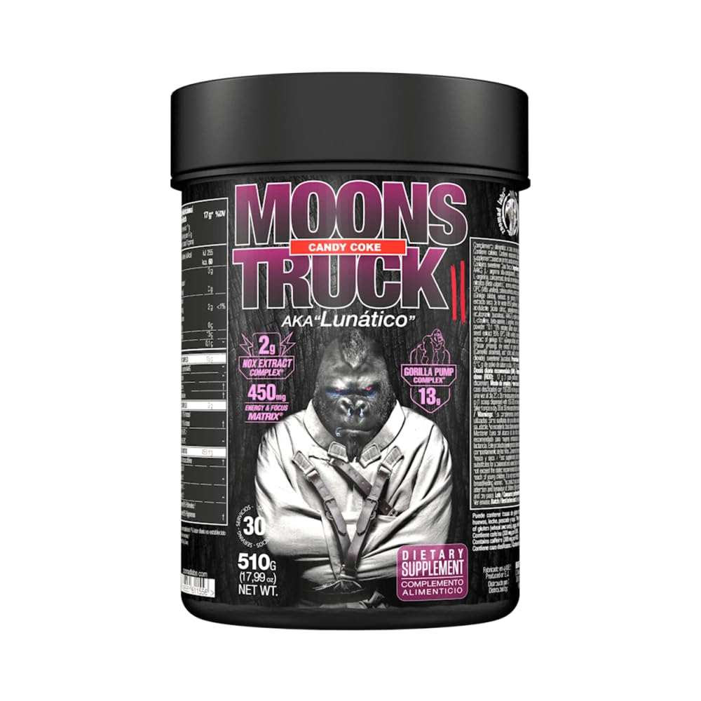 ZOOMAD LABS - Moonstruck II, Polvos Pre Entreno, Suplemente para Deportistas, Pre Training, Pre Workout en Polvo, con Cafeína, Citrulina y Extractos Vegetales, Energy&Focus - 510 g (Candy Coke)