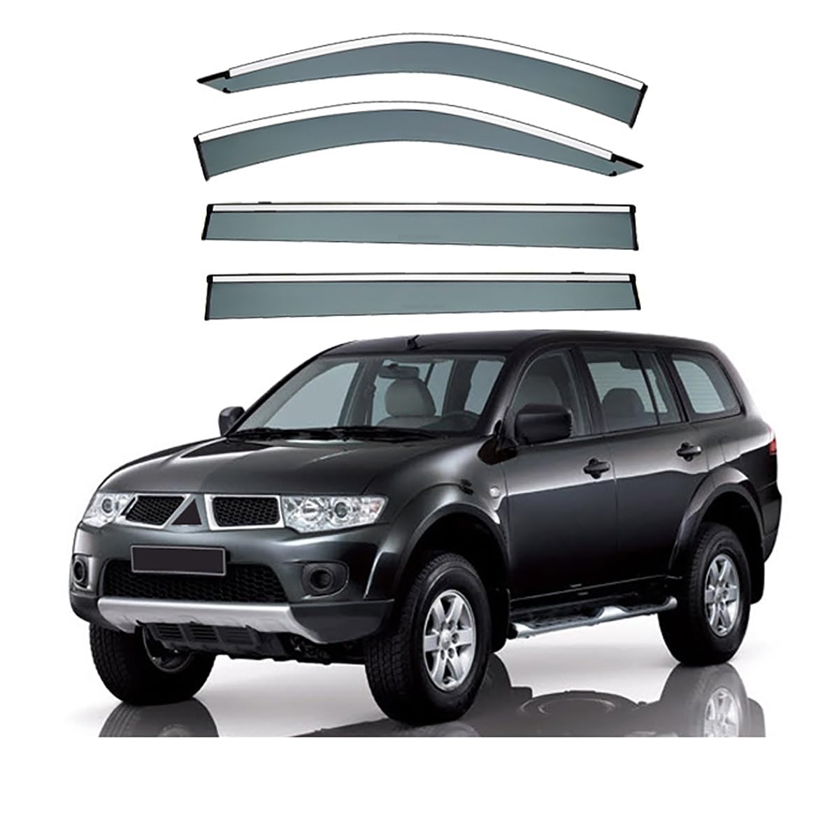 Auto Deflectores Viento, Compatible con Mitsubishi Pajero Dakar 2009-2015, 4 Piezas Derivabrisas De Aire Cortavientos Protector Ventanas Laterales