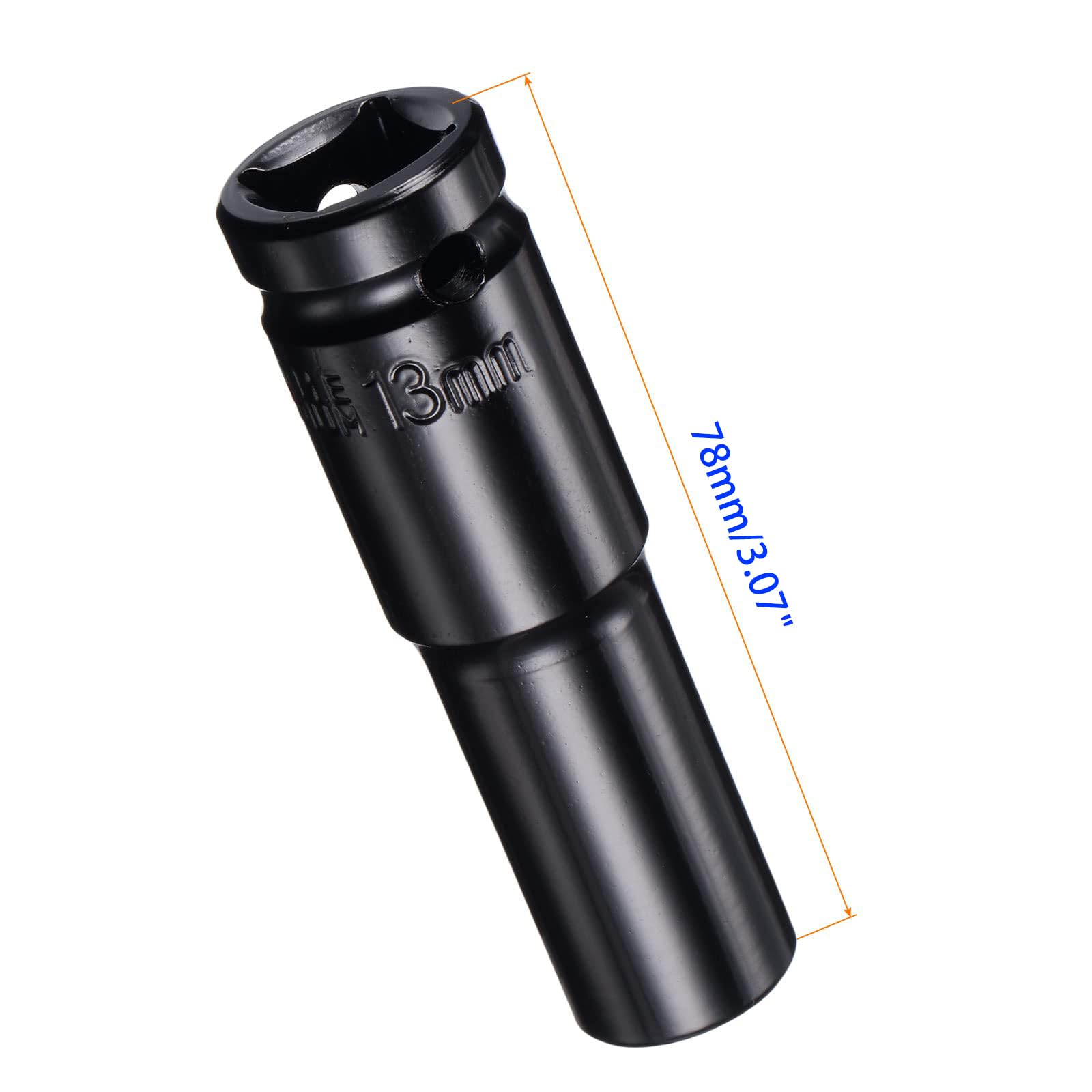 MACHSWON 2Pcs 1/2 Inch Drive - 13mm Deep Impact Socket with 6 Point Design, Heat-Treated Cr-V Steel 78mm Length, Metric Sizes - Image 2