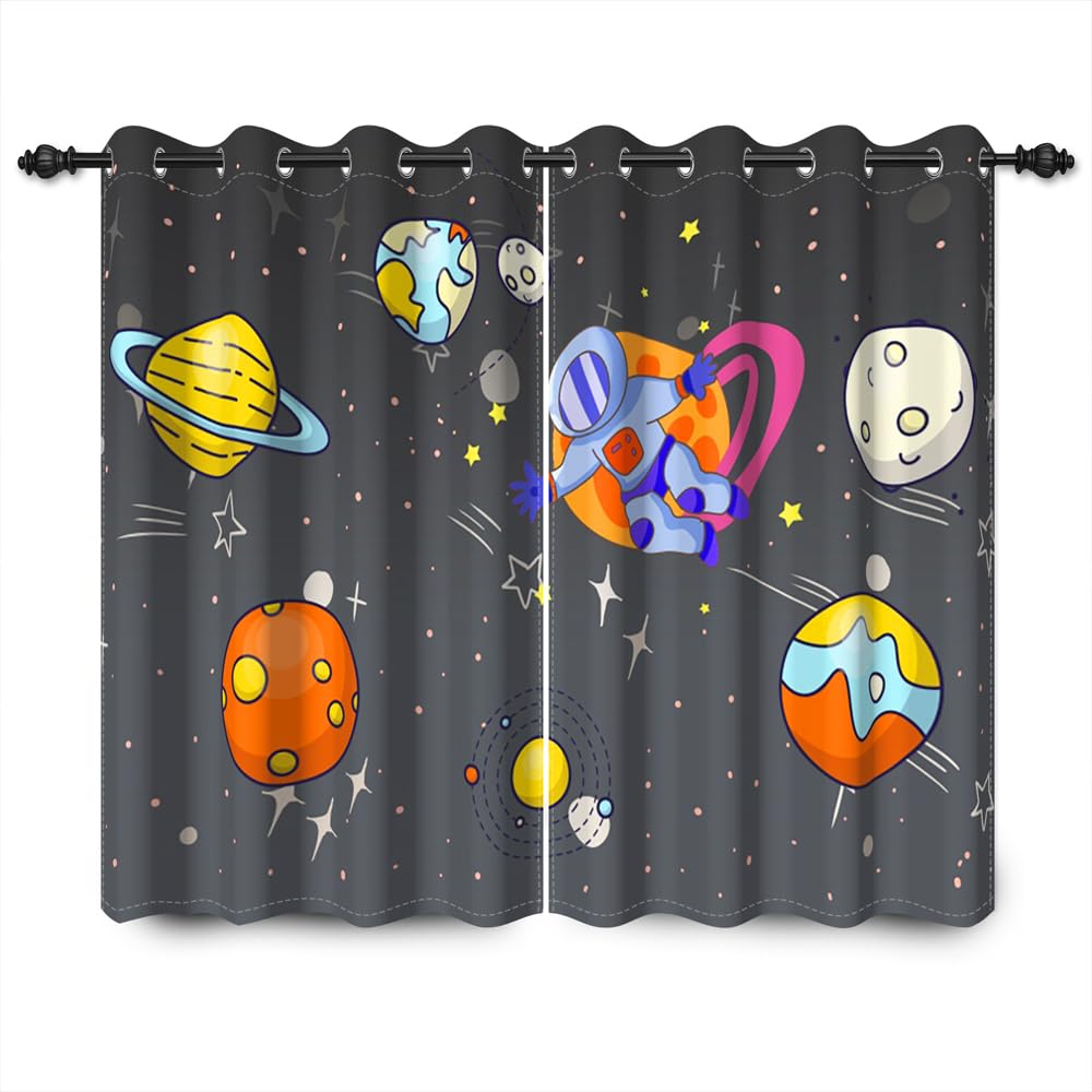 Papier Peint Chambre Enfant | Fusées, Planètes Et Astronautre Aux Tons - Kids Wall