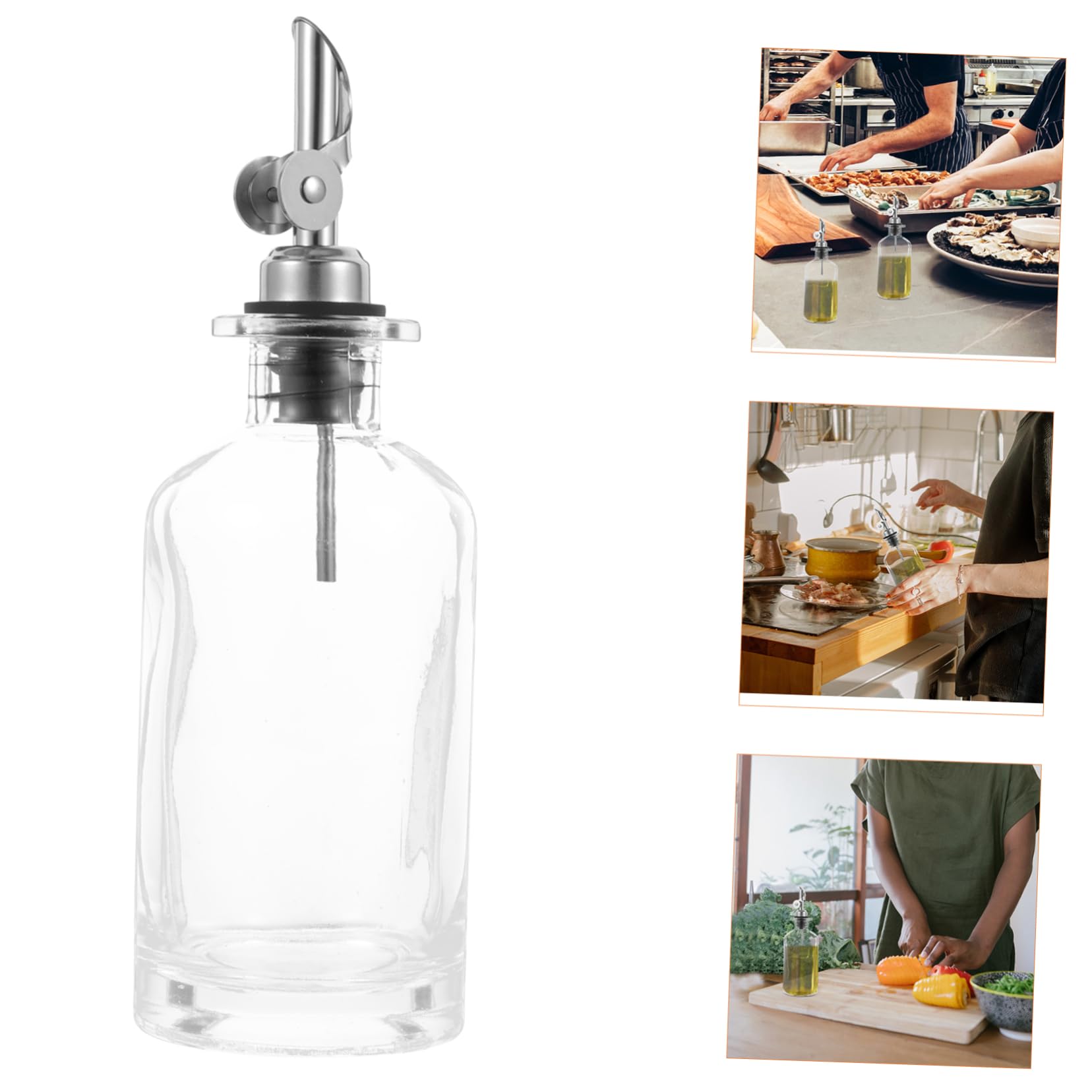 2 Stück Glasflaschen für Öl Essig Sojasauce 350ml Silber