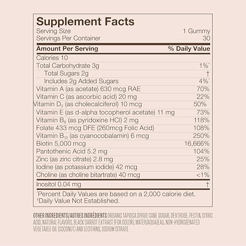 Miniatura 7 de VEGAMOUR GRO Biotin Gummies, Strawberry Flavor with 5000 mcg Biotin, Supports Healthy Hair Vegan Gummies with Vitamins A, B, C, E, B-12 & More, 30 Ct