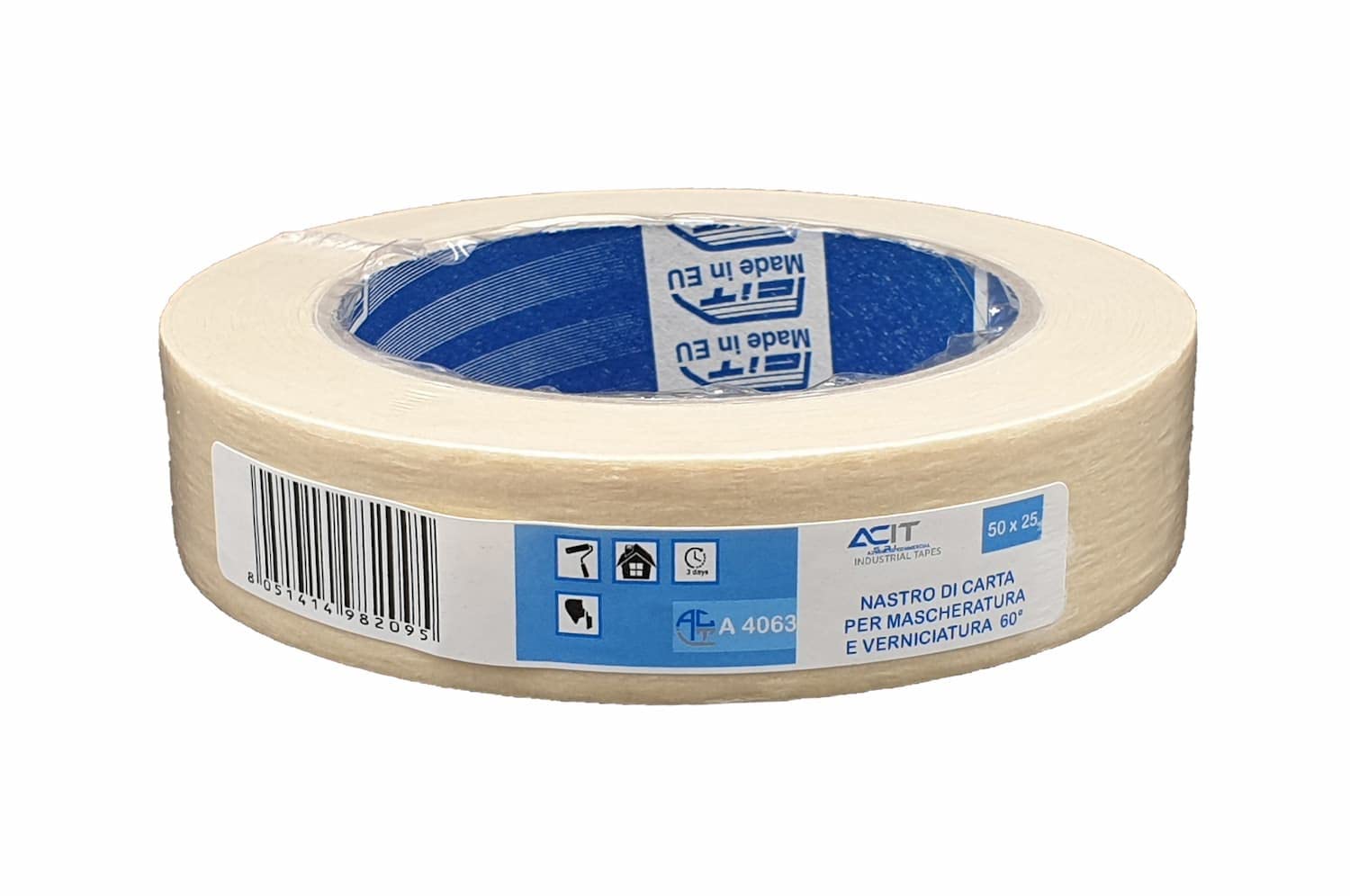 ACIT, Taśma maskująca, malowanie, odporna do 60°C - oszczędność opakowania (50 mt x 25 mm - 72 rolki)