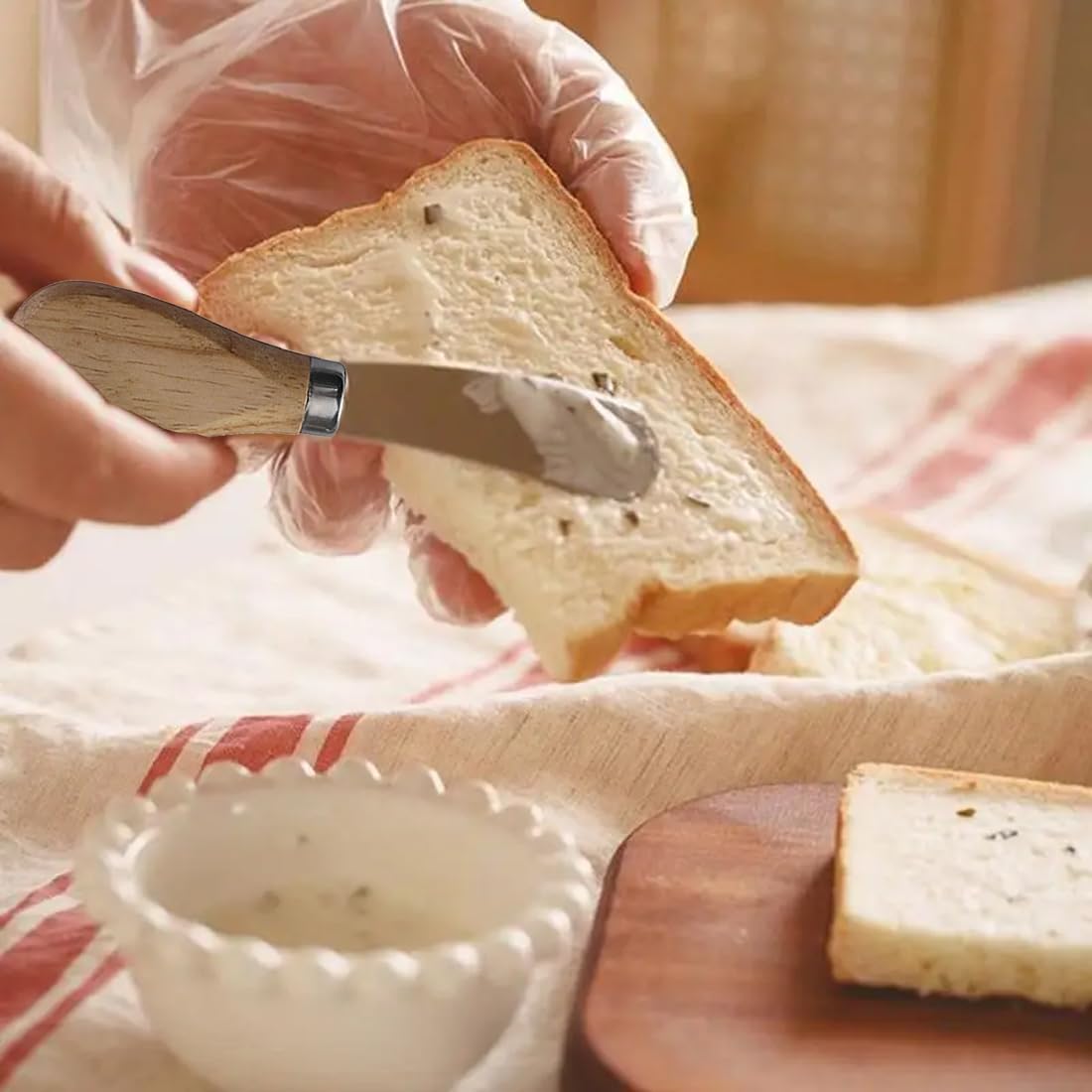 4 Buttermesser Aus Edelstahl Mit Holzgriff – Kleines Streichmesser Für Käse, Butter, Marmelade (12,3 Cm)