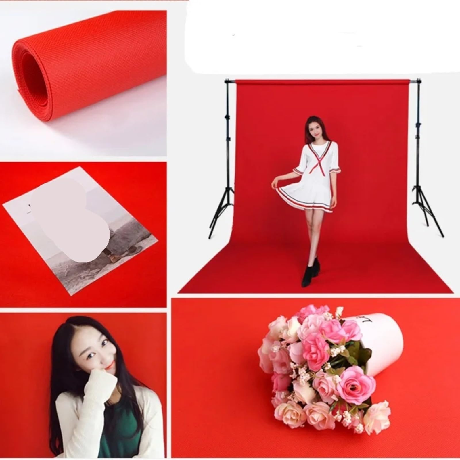Girone Sfondi Fotografici Sfondo in tessuto non tessuto for studio fotografico 3x1,6 m, sfondo verde for studio fotografico(RED)
