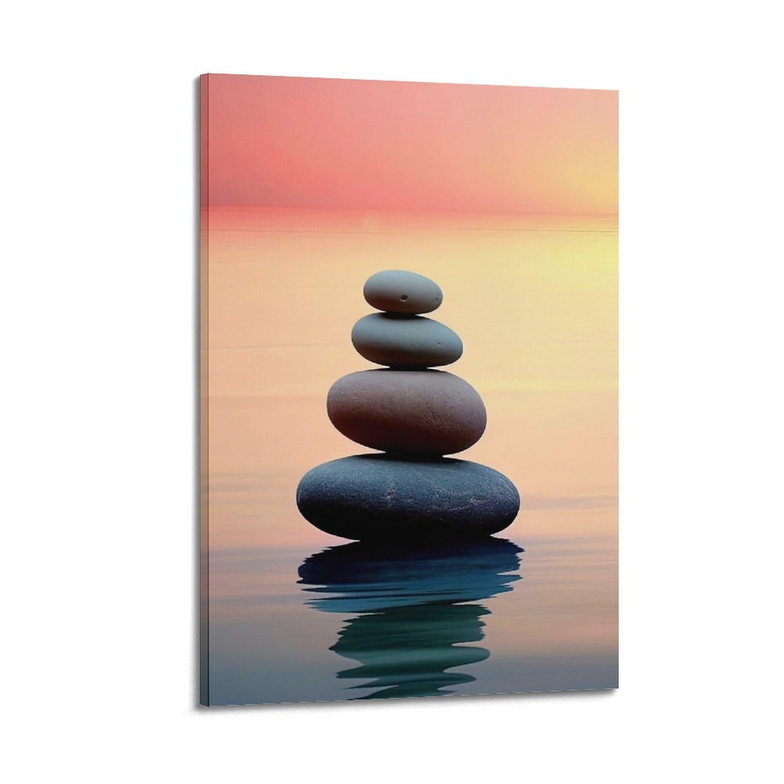 CPGLJD Zen Stones Poster Yoga Meditation Sunset Stone Array Poster Decorative Painting Canvas Wall Posters And Art Picture Print Modern Family Bedroom Decor Posters 20x30inch(50x75cm)