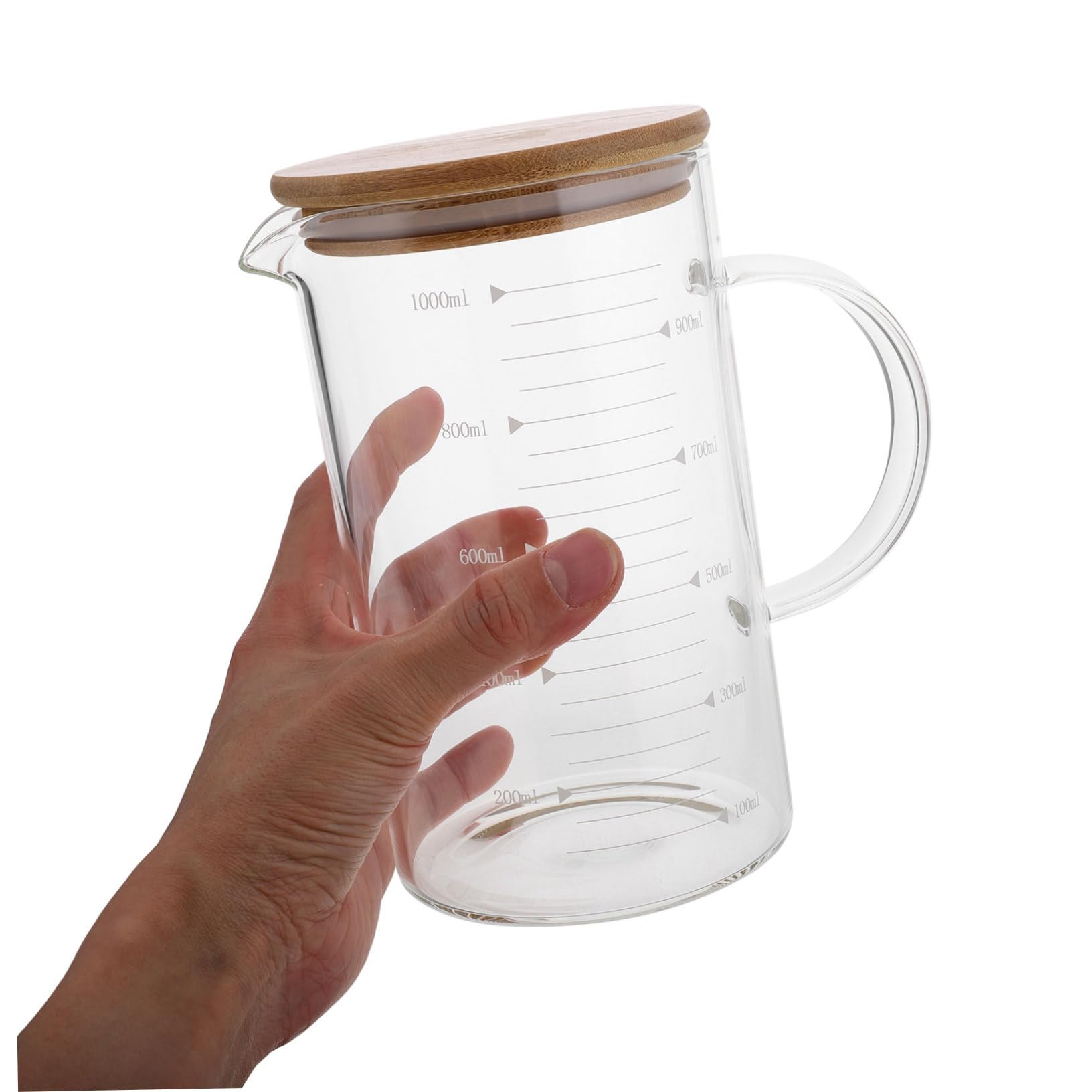 Bicchiere Graduato Con Manico e Coperchio Da Misurino Trasparente Per Latte Caffè e Altri Liquidi Jug Lidded Elegante Per Cucina e Frigorifero