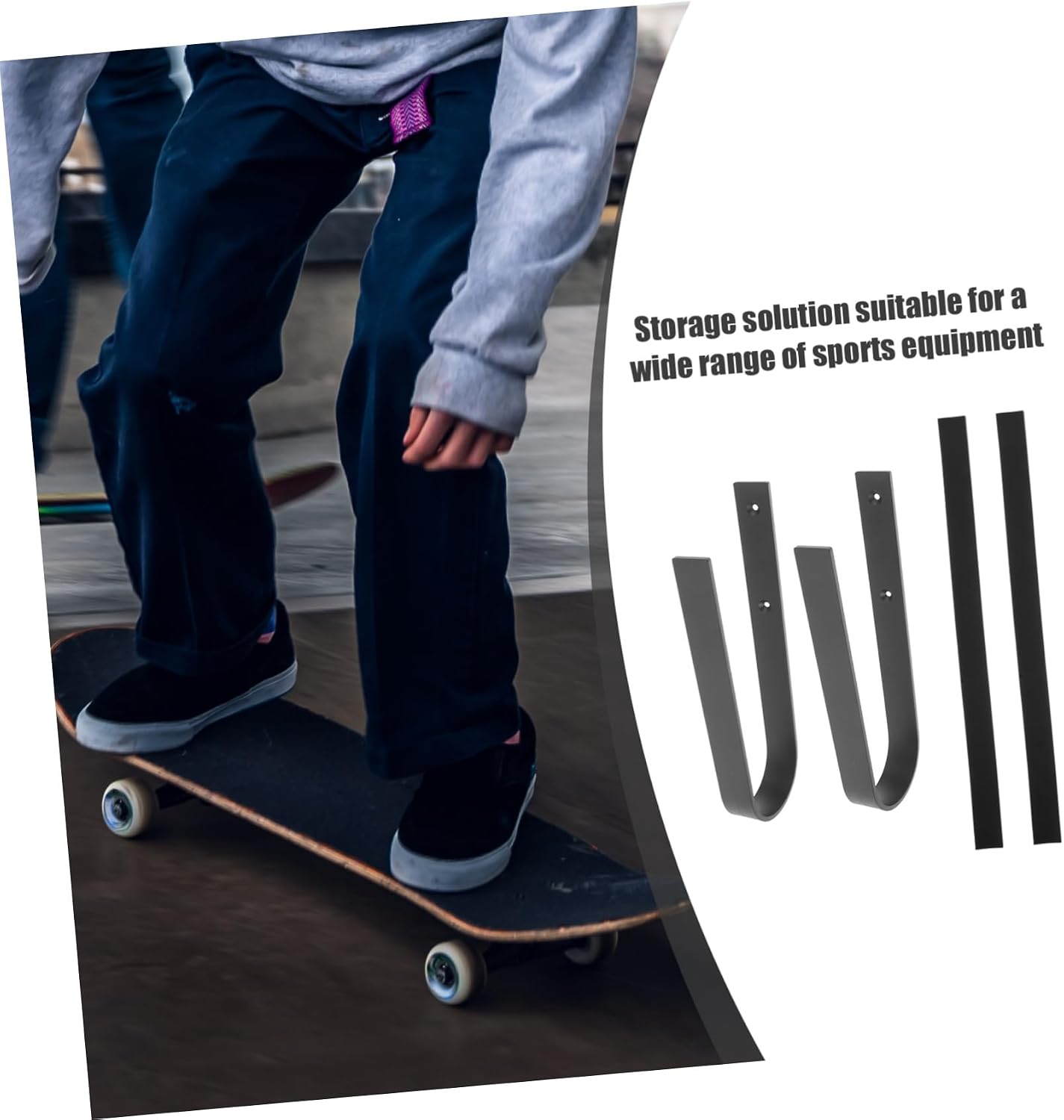 Milisten 1set Surfboard Wall Hook Protective Cover for Skateboard Board Snowboard Deep Gray Design for Space-Saving Indoor Storage and Organization