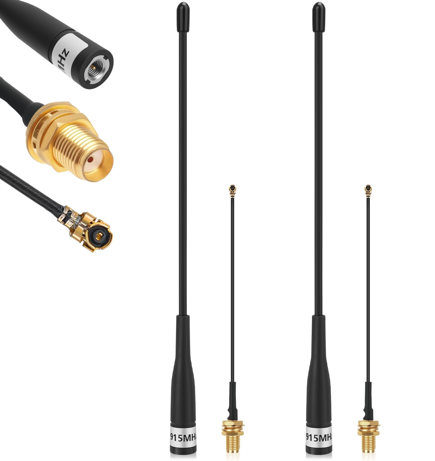 2 antenas LoRa de 915 MHz de ganancia de 10 dBi para antena Meshtastic de largo alcance suave de 40 cm Omni SMA macho con cable de extensión, color negro