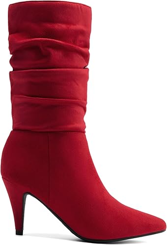 Miniatura 3 de DREAM PAIRS - Botas de tacón alto para mujer, de media pantorrilla, con punta puntiaguda, holgadas, Botas de otoño