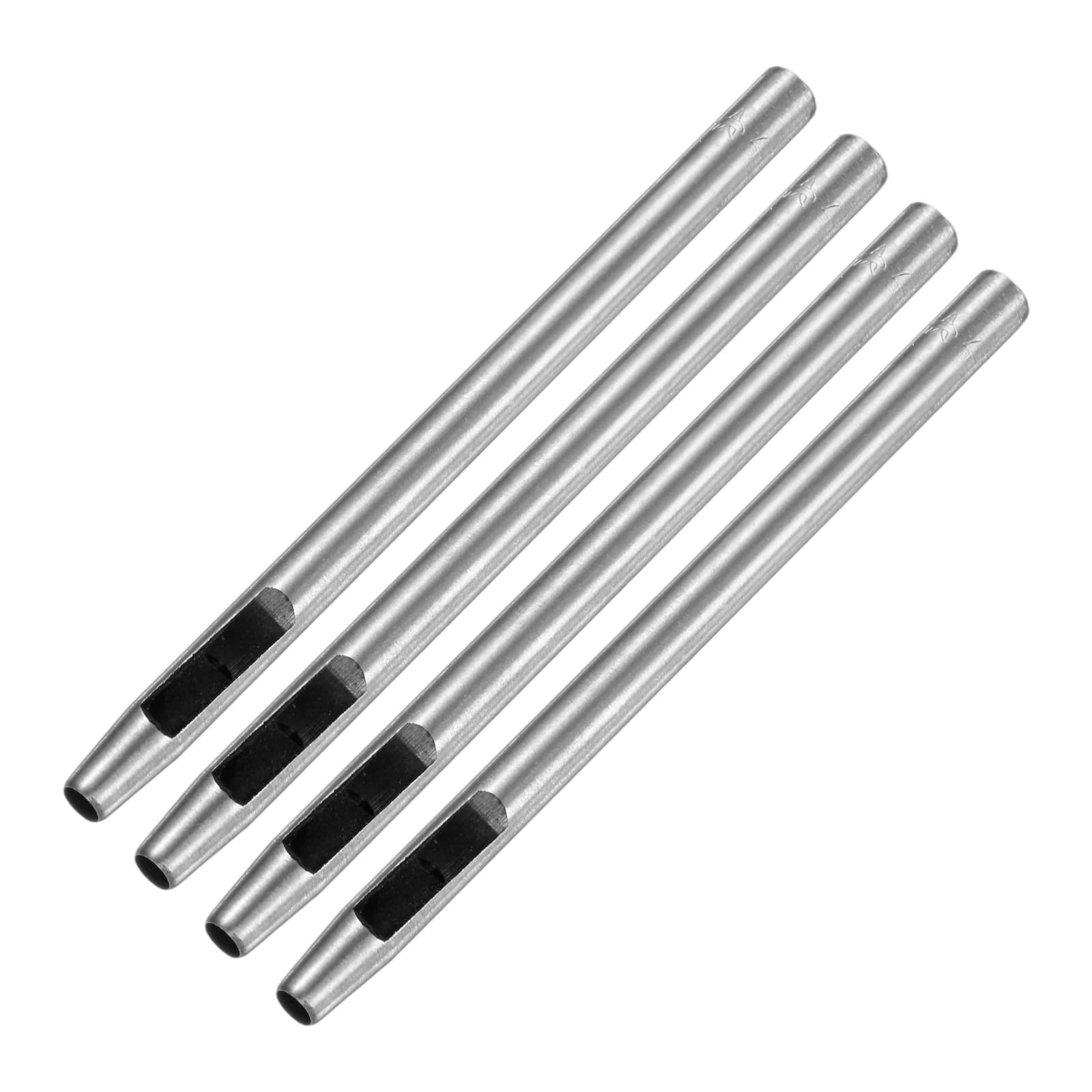 TIXIPEM 4PCS Leather Hole Punch Tool 4mm Metal, Silver Tone