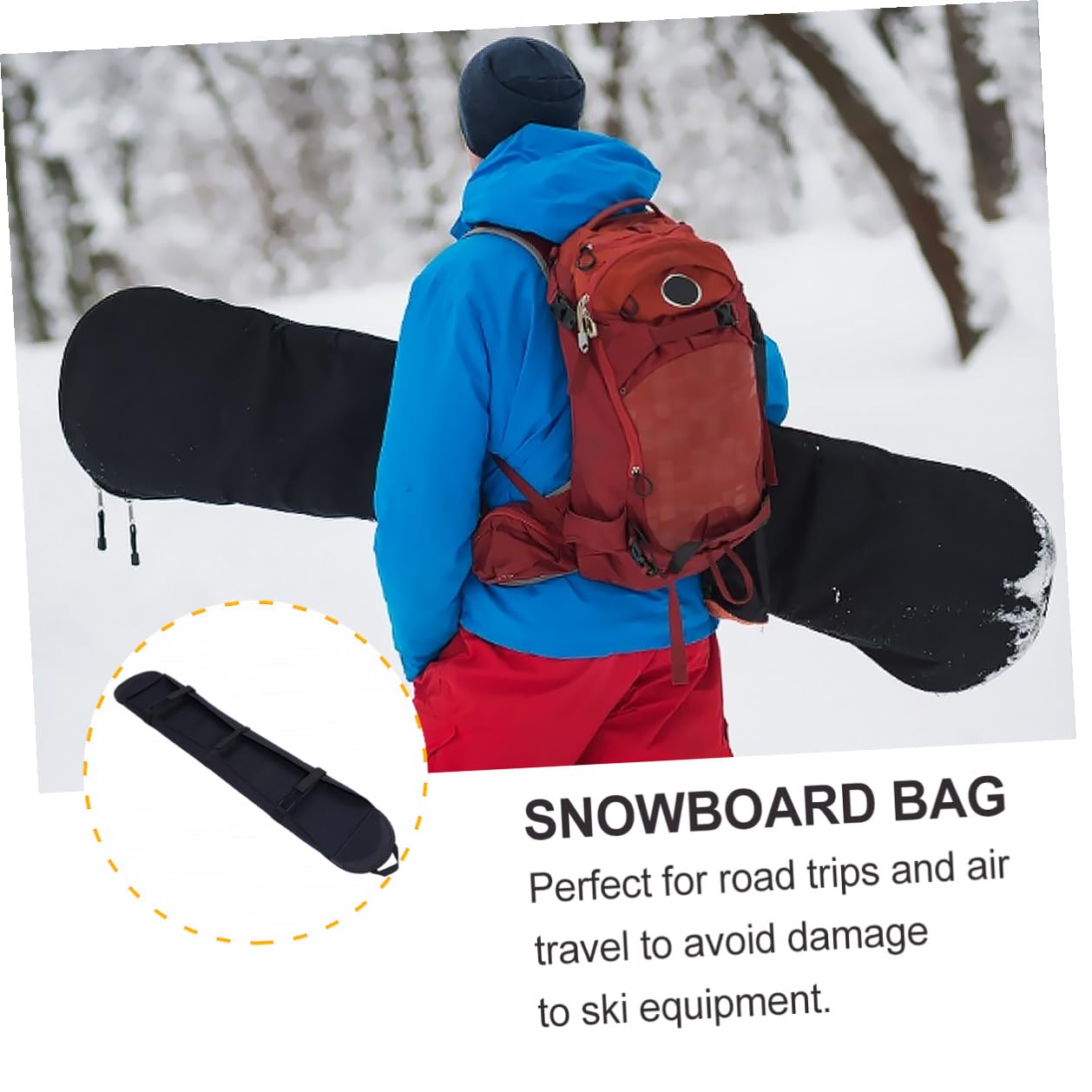 ibasenice Funda para Snowboard Negra de Material Duradero Mochila Ligera para Equipo de Esquí Bolsa de Almacenamiento Práctica para Viajes y Protección de Tabla
