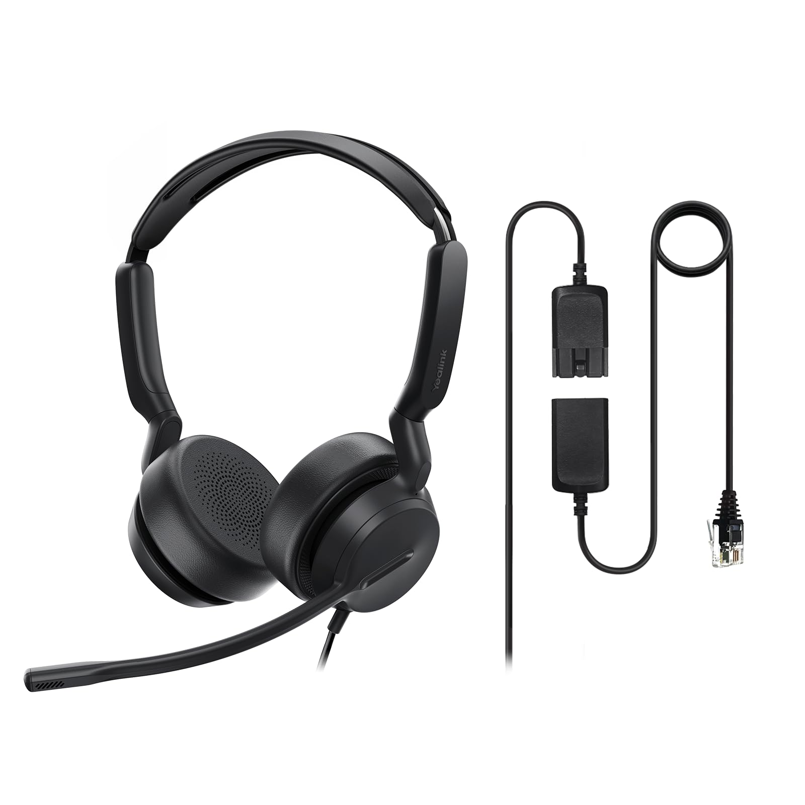 Yealink YHS36 E2 Casque téléphonique Filaire avec Microphone et connecteurs RJ9 et QD Compatible avec Les téléphones Poly, Avaya, Snom et Grandstream Convient aux téléphones de Bureau