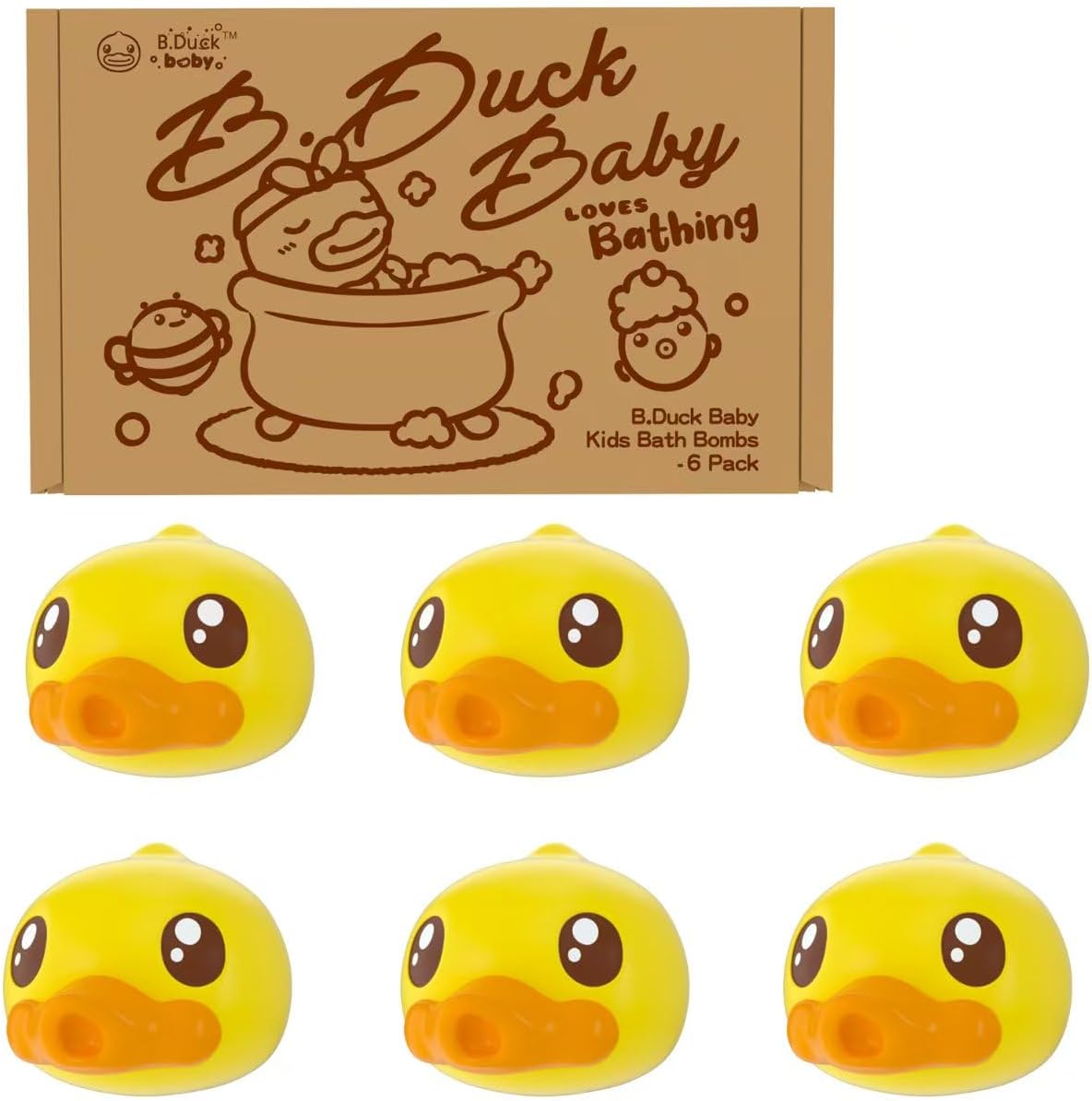 Bath Bombs for Kids Gift Set 6 Pack, B.Duck Cute Bubble Animal Bath Bomb for Toddler, Large Lush Bathbombs Kit for Women Relaxing Spa Day Easter Birthday Halloween Christmas