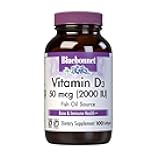 Bluebonnet Vitamin D3 2000 IU Vegetable Capsules, 100 Count (Pack of 1)