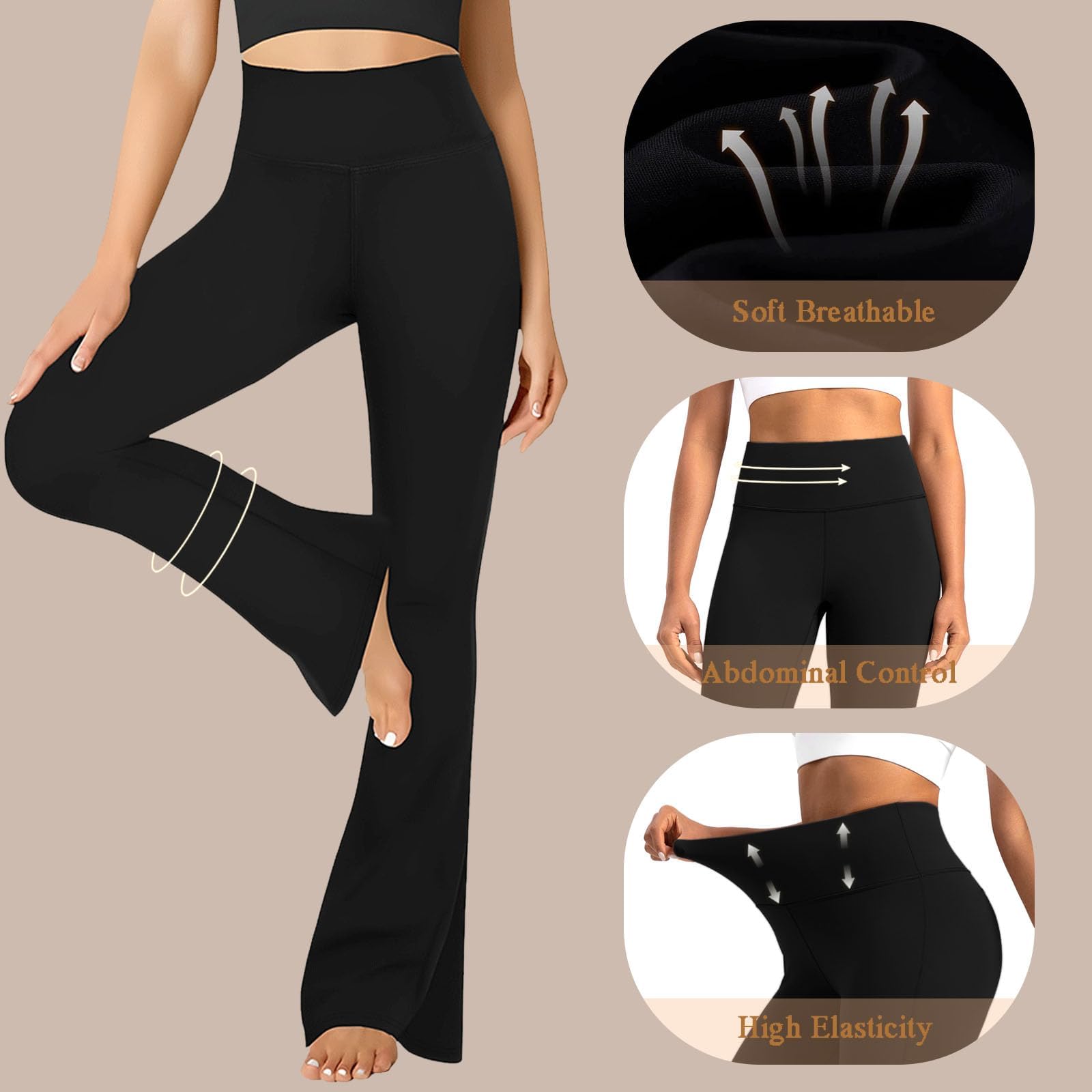 Pantalones de Yoga para Mujer Cintura Alta Pantalones Acampanados Bootcut Yoga Pants Casual Flared Leggings Deportivos Push Up Pantalones de Jazz Trabajo Fitness Entrenamient
