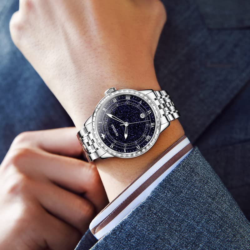 Image of OUPINKE Men's Automatic Watch 44mm Big Dial,Luxury Mechanical Wristwatch,Sapphire Crystal Glass,50M Waterproof, Tungsten Steel with Date Display