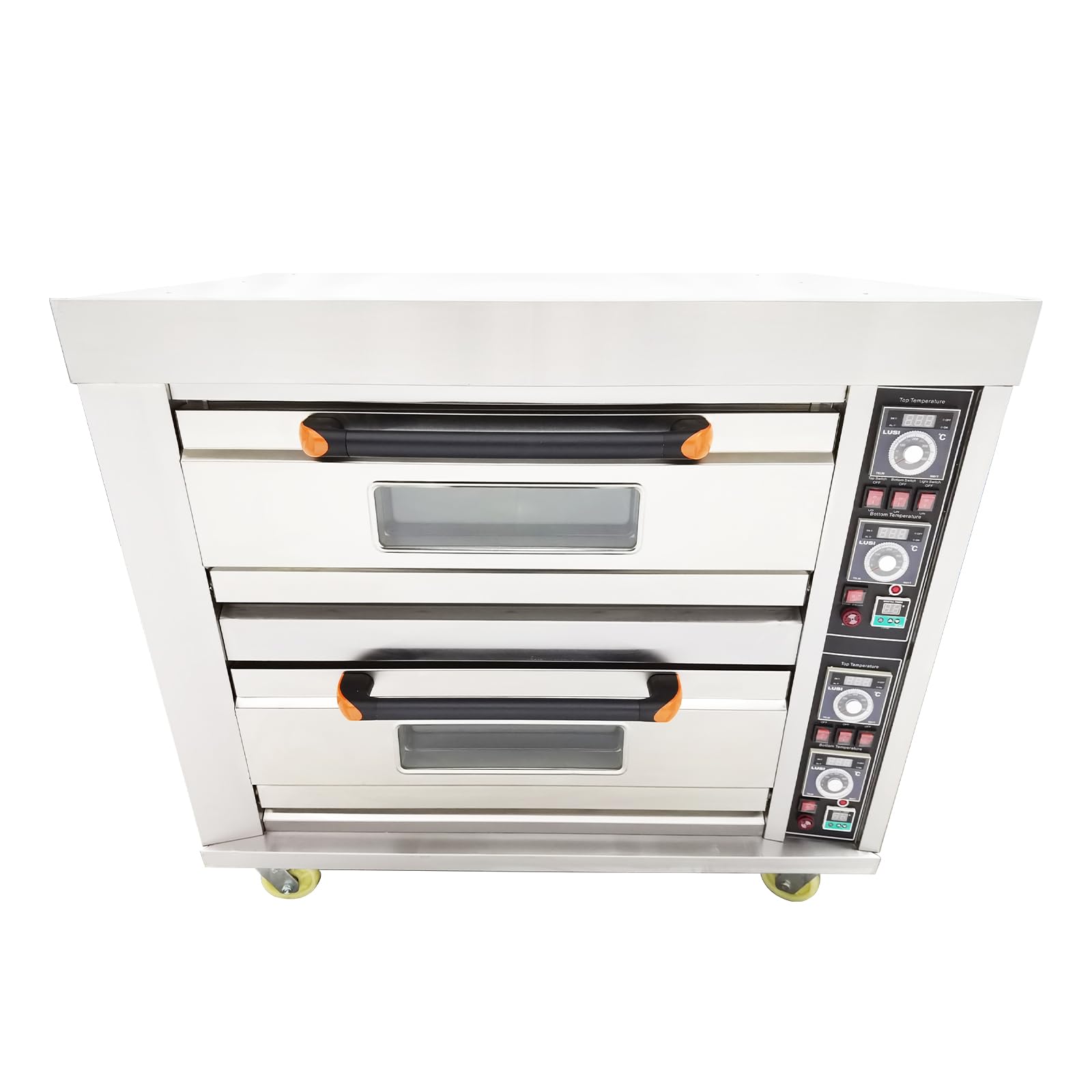 HQHAOTWU Commercial Movable Double-Decker Pizza Electric Oven Commercial Pizza Oven Countertop Multipurpose Indoor Pizza Oven 220V 13.2KW
