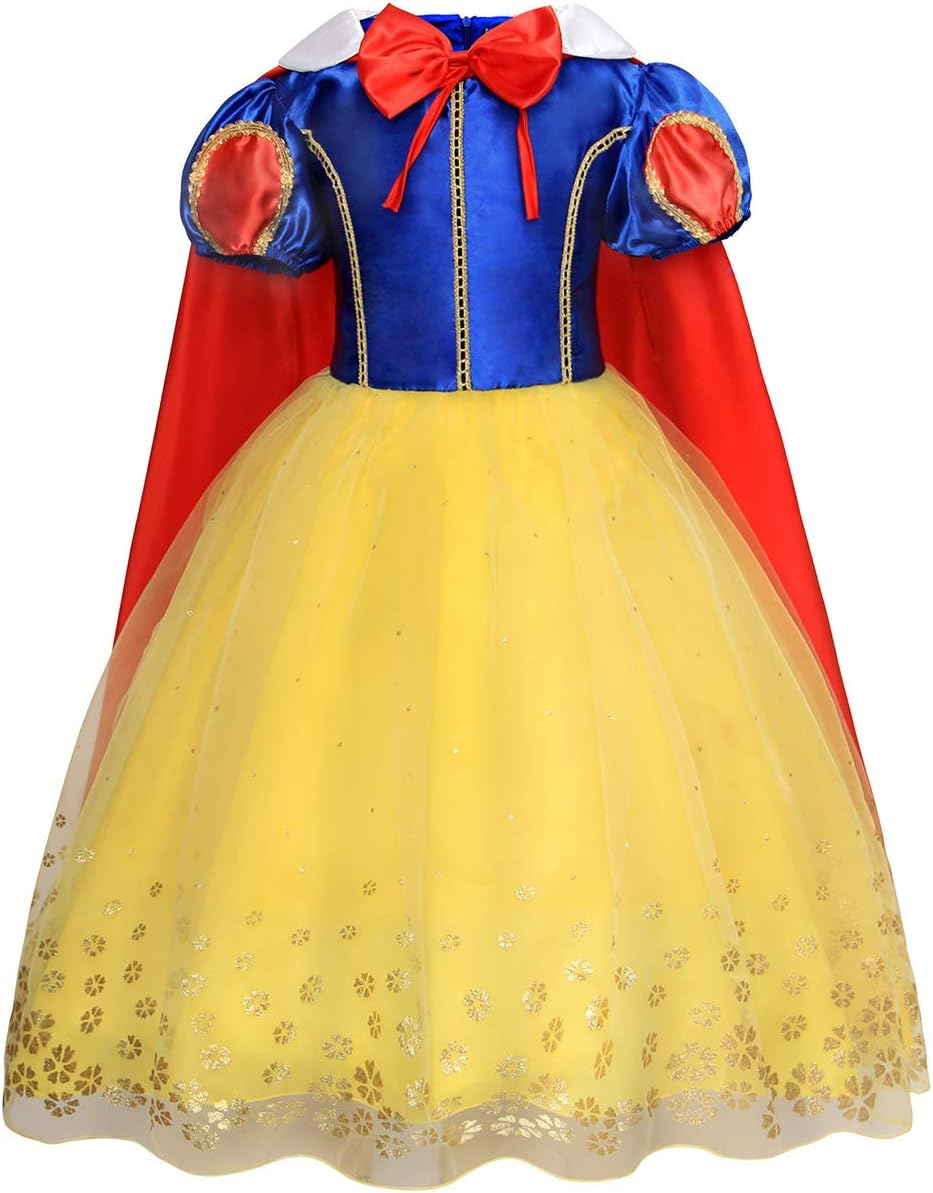 Princess Dress for Girls, Snow white costume with cape | Fancy Dress for Halloween, Cosplay and Parties