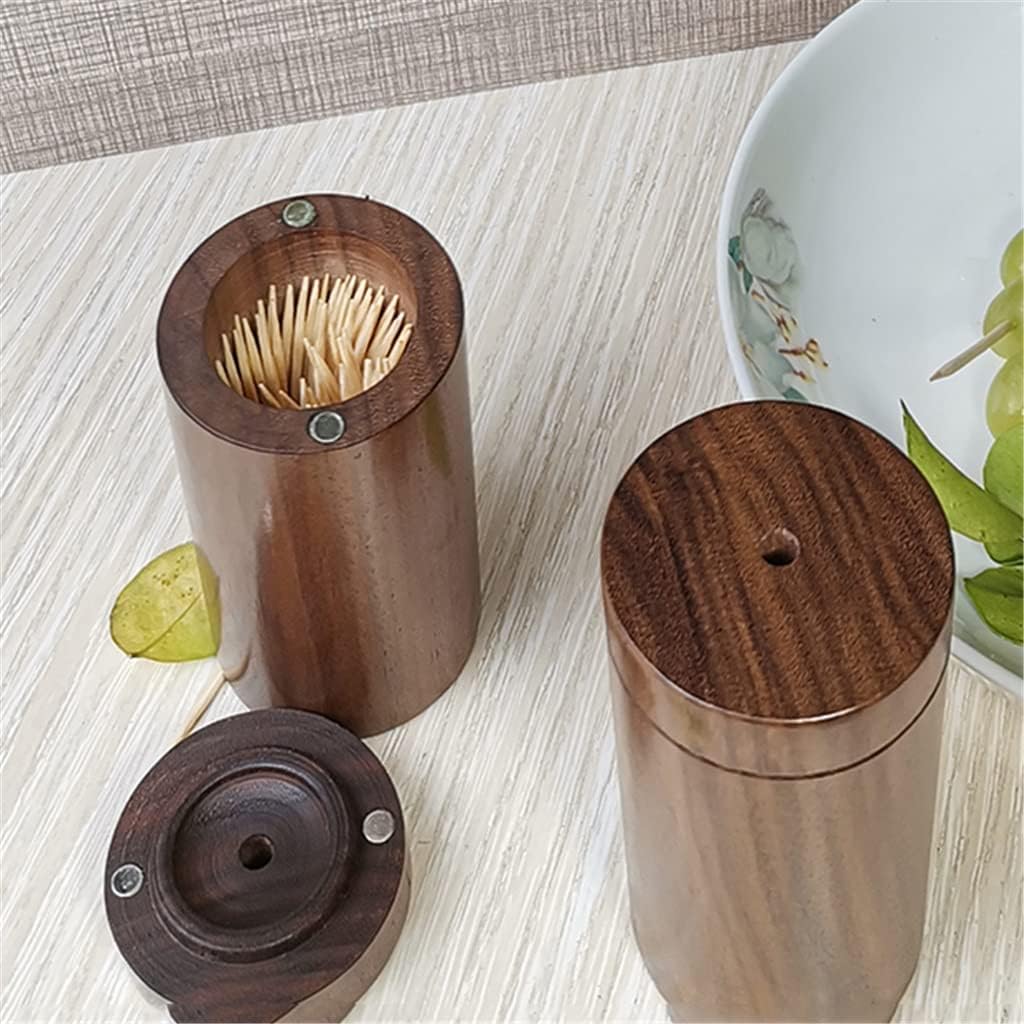 aoruizhiwangluo Walnut toothpick box household round solid wood commercial portable Chinese image 5