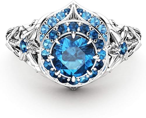 Miniatura 2 de Anillo de plata de ley 925 con circonita cúbica brillante, flor de zafiro, anillo de diamantes para mujer, hallazgos de joyería, pendientes de