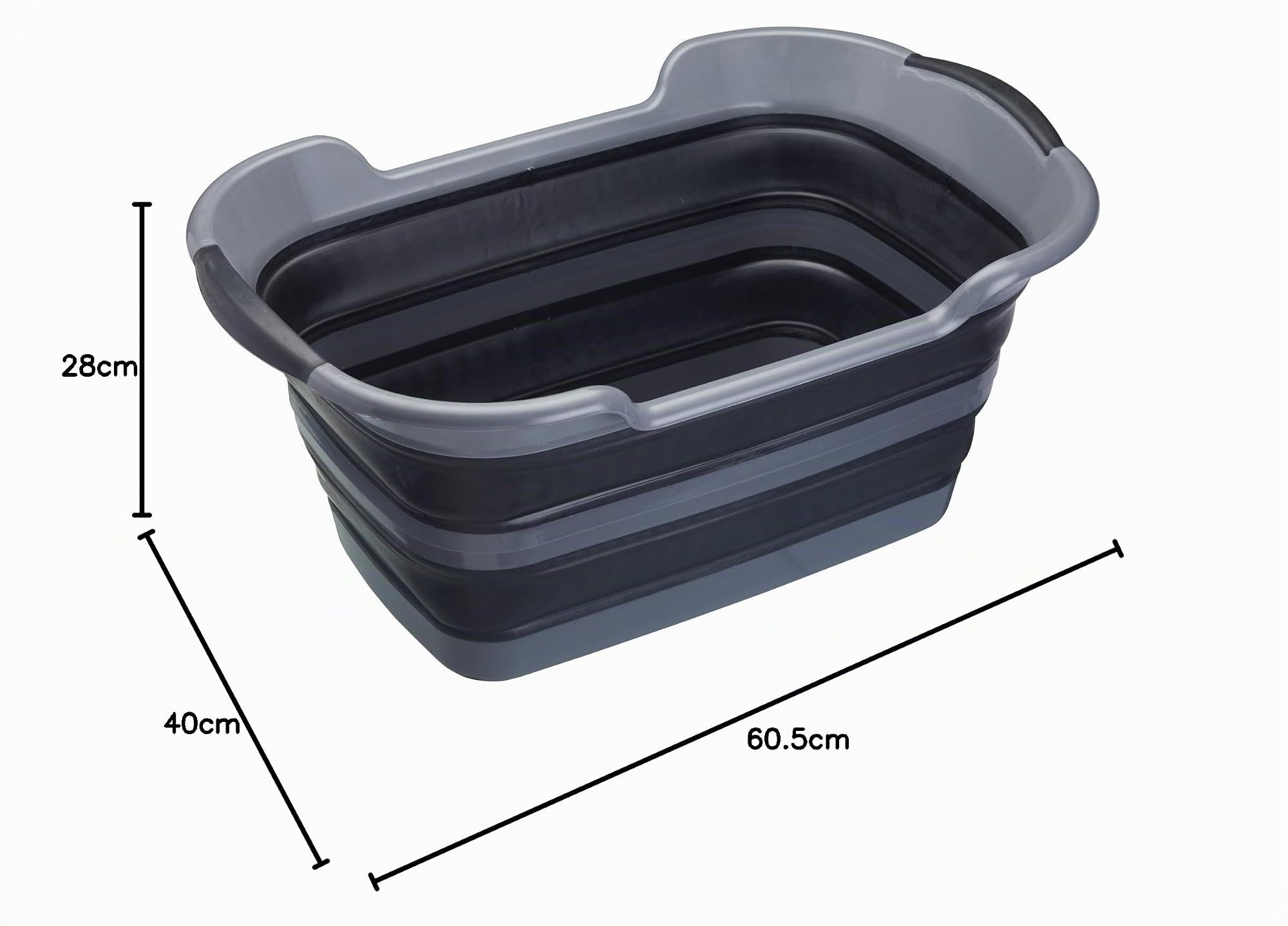 MasterClass Smart Space Cesto per il bucato pieghevole in plastica di grandi dimensioni, 60,5 x 40 x 28 cm (24" x 15,5" x 11") - Nero/Grigio