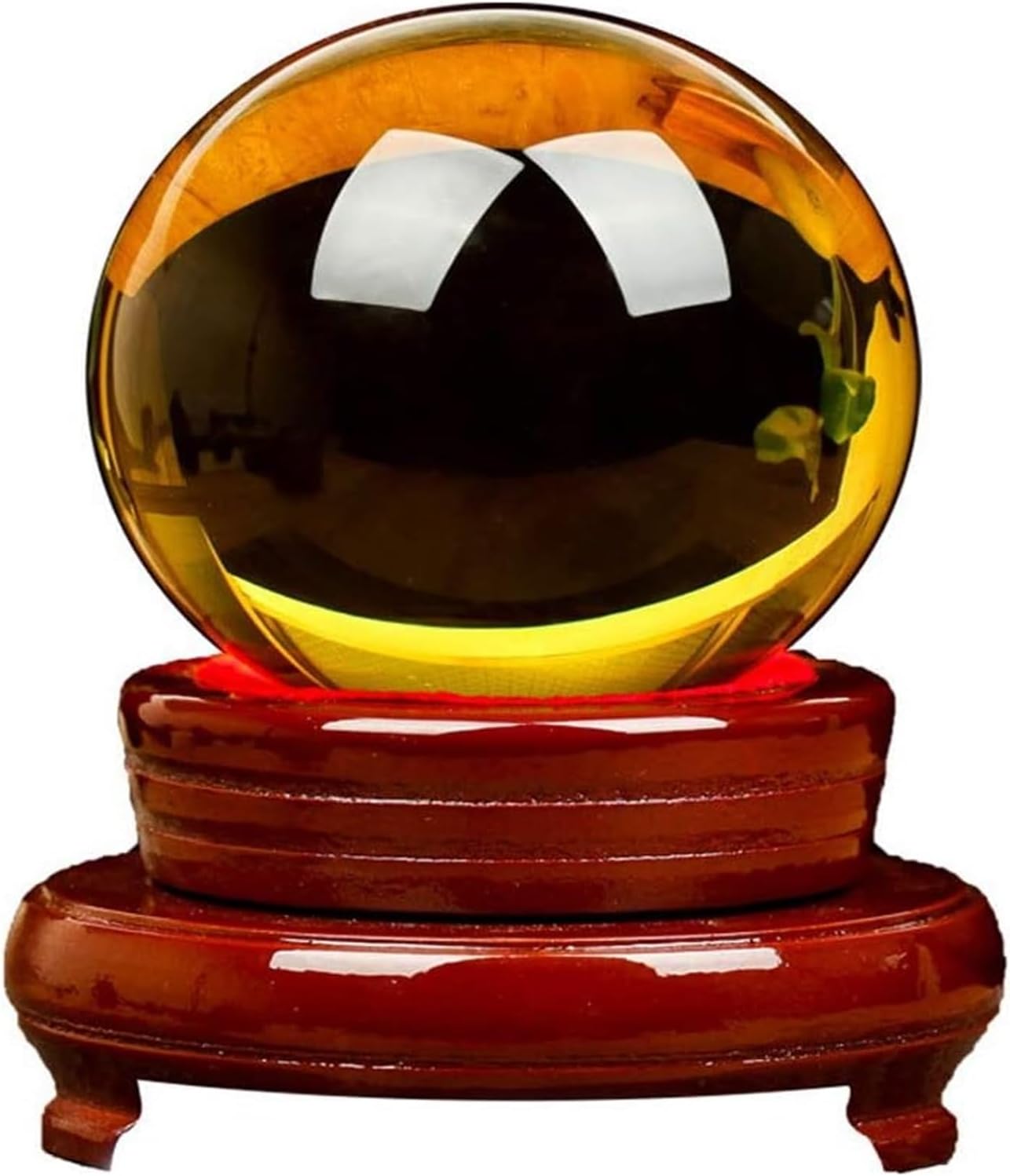 Sculpture Tabletop Crystal Ball/Decorative Balls Multi-Color Crystal Ball Glass Ball with Base Bracket Feng Shui Ball Auspicious Transfer Feng Shui Open Light Ball Ornaments Fortune Telling Ball (Col