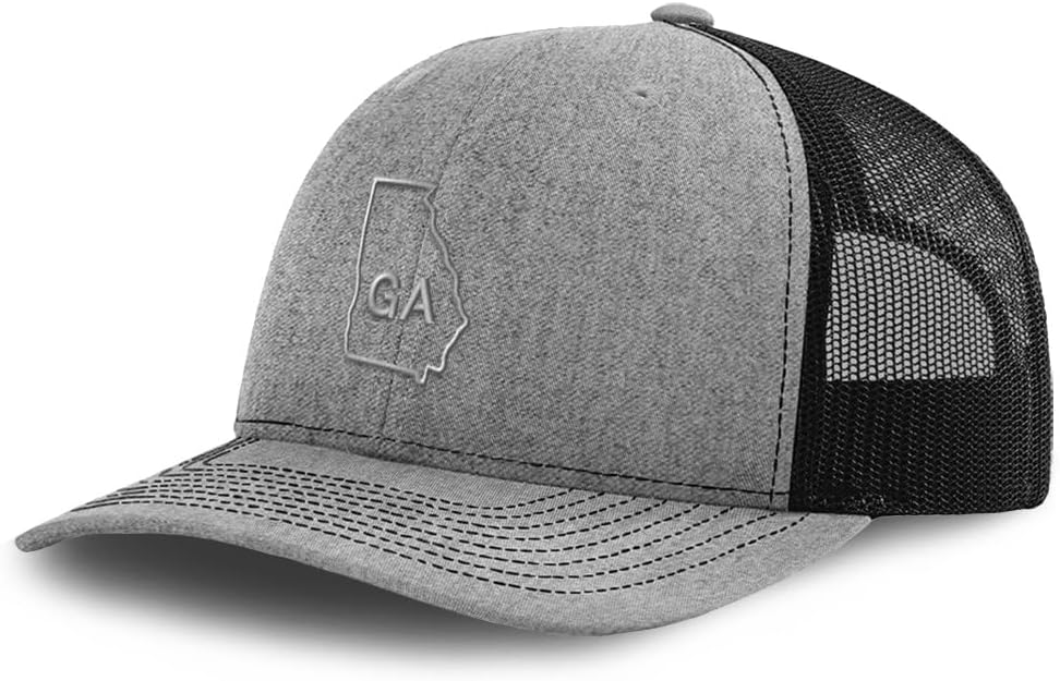 Custom Richardson Mesh Cap Hat Embroidered Georgia State Map Ga Embroidery Trucker Hats for Men & Women